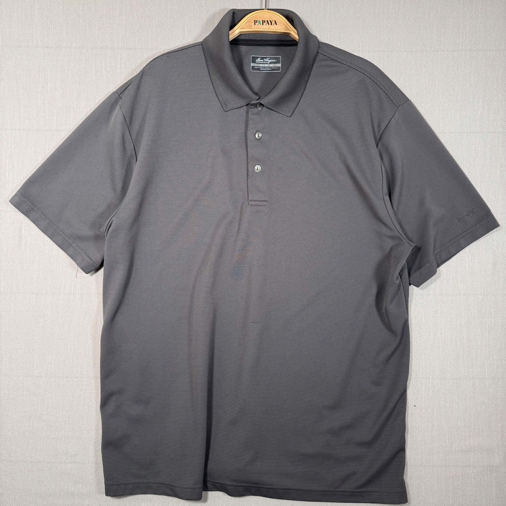 Ben Hogan Performance Grey Micro Stripe Polo Shirt Mens XL Short Sleeve Charcoal